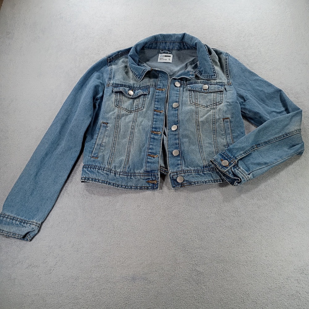 Cisono Womens Denim Jacket Medium Wash L Classic Button Front OJK158